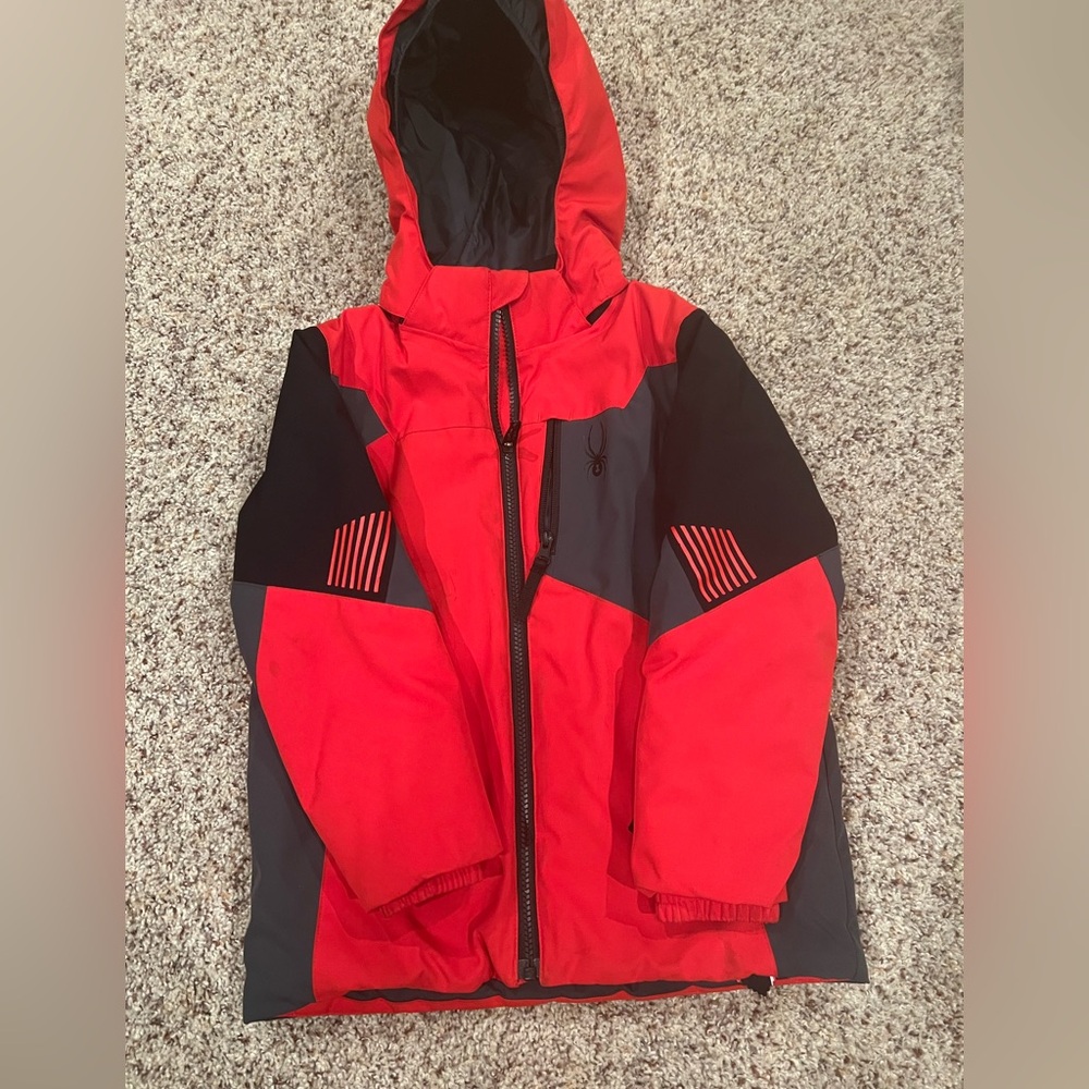Spyder size 7 boys, jacket, red and black